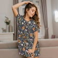 thumbnail image 3 of Picia Wildflowers Pattern Women’s Nightdress – Casual Short-sleeved Loose-Fit Sleepwear, Soft Cotton Short-Sleeve Sleep Shirt for Relaxation & Comfort, 3 of 6