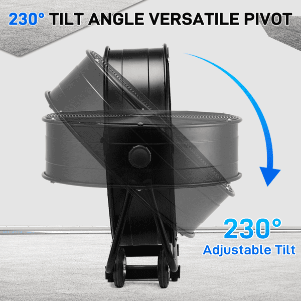 Alvantor 30-Inch High Velocity Floor Fan, 3-Speed, 230W, Black
