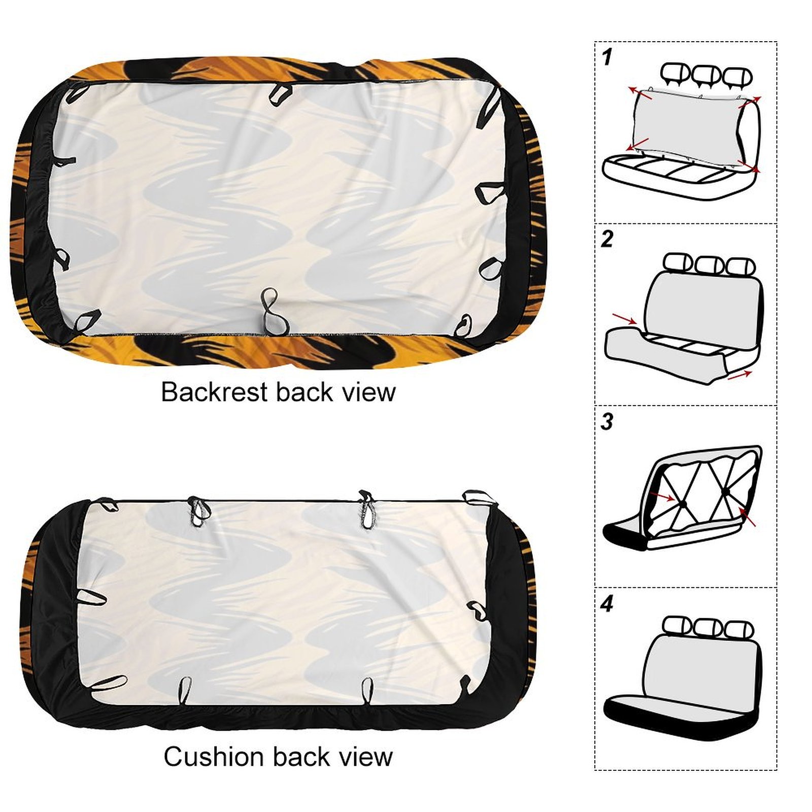 Animal Print Patterns Car Accessories Bench Seat Covers for Cars Print Car Seat Protector Cover for Rear Universal Fit