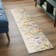 thumbnail image 4 of Spring Flower Runner Rugs 2x6 ft Watercolor Colorful Floral Green Leaf Linen Washable Hallway Rugs Non-Slip Floor Mats Absorbent Carpet Bedside Runners for Bedroom Kitchen Bathroom Laundry Room, 4 of 9