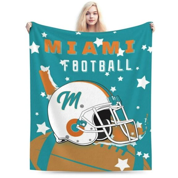Miami Football Throw Blanket, Soft Lightweight Plush Warm Blankets For Men And Women, Sports Fan Gifts Bed Tapestry For Sofa, Travel 50"X40"