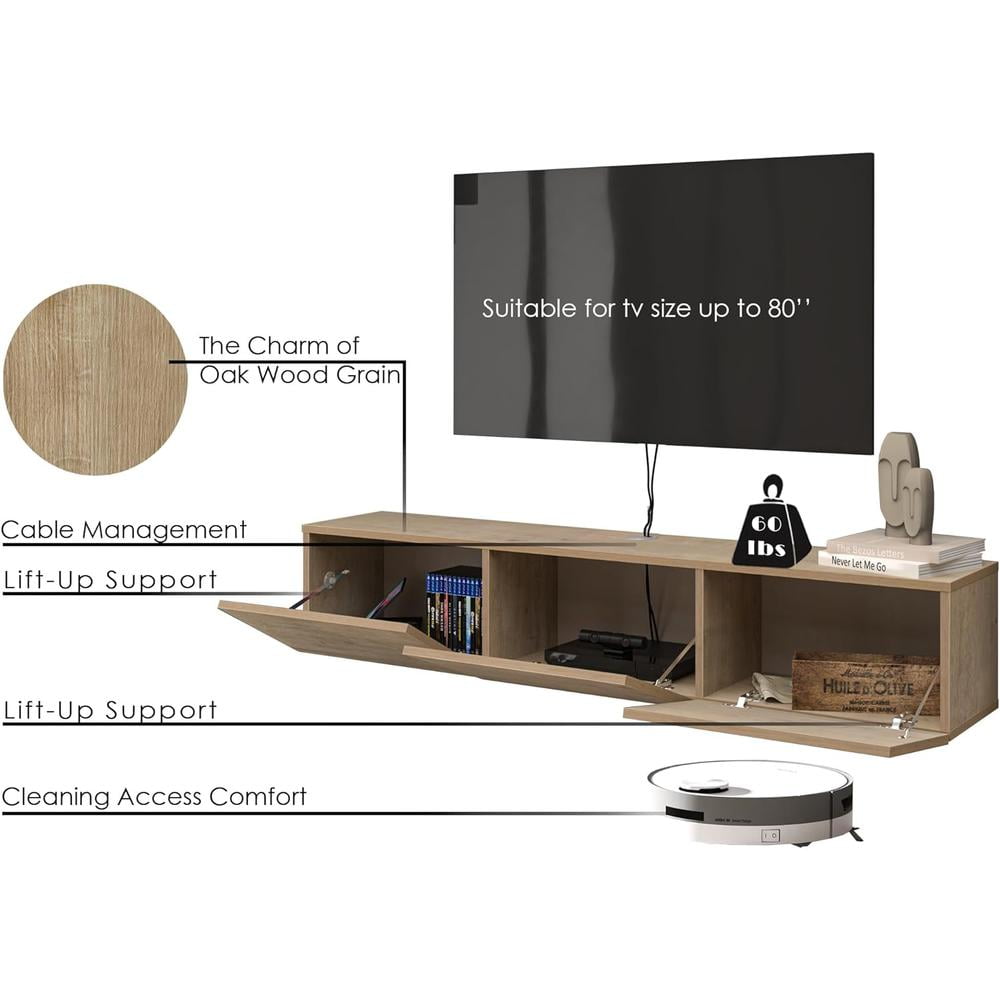 Atelier Mobili Floating TV Stand, TV Stand up to 75 inch TV