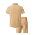 thumbnail image 3 of Frnrwgo 2 Piece Casual Set for Men Short Sleeve Button Down Shirts and Elastic Waist Drawstring Shorts Breathable Lightweight Summer Beach Outfits, 3 of 4
