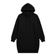 thumbnail image 6 of Oksale Sweatshirt Dresses Women with Pockets Loose Cozy Long Sleeve Mini Hoodie Dress Casual Drawstring Hooded Sweatshirts Fall Outfits Black S, 6 of 6