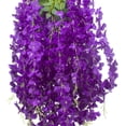 thumbnail image 3 of 12 Pack Artificial Flowers Silk Wisteria Vine Ratta Hanging Flower (Red), 3 of 5