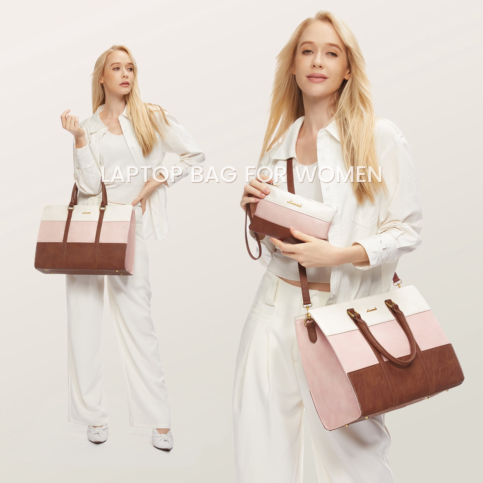 Lovevook Vintage Handbag Purses, Large Laptop Tote Bag for Women Fit 15.6 Inch Laptop, Tote Bag, Waterproof Pu Leather Work Bags for Elegance Ladies