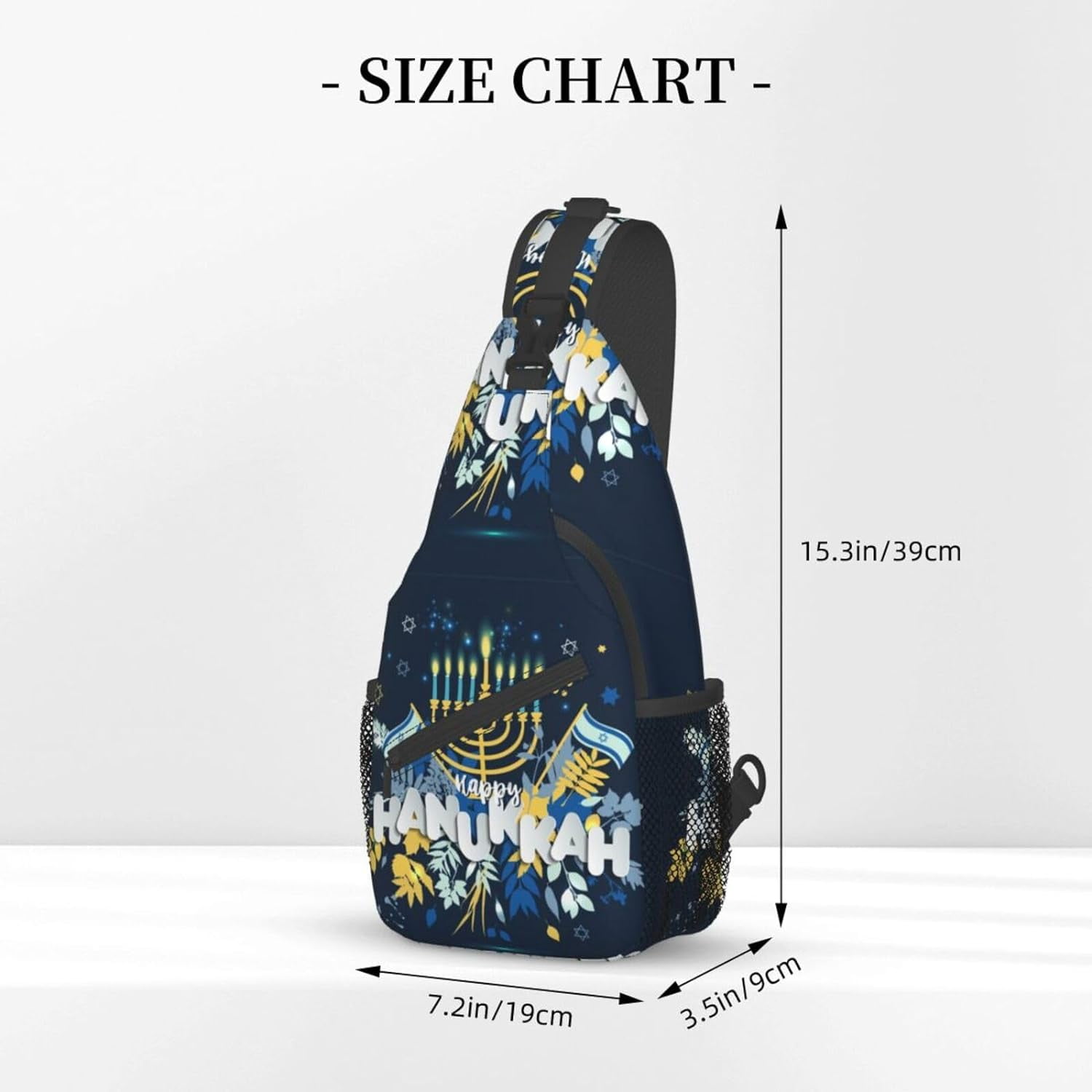 Happy Hanukkah Jewish Chanukah Holiday Sling Bag Crossbody Hiking Travel Chest Bags Backpack Shoulder Daypack for Women Men