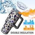 thumbnail image 5 of Leopard Print 40oz Tumbler– Stainless Steel Insulated Tumbler with Handle and Straw, Large Capacity Travel Cup for Hot & Cold Drinks, 5 of 6