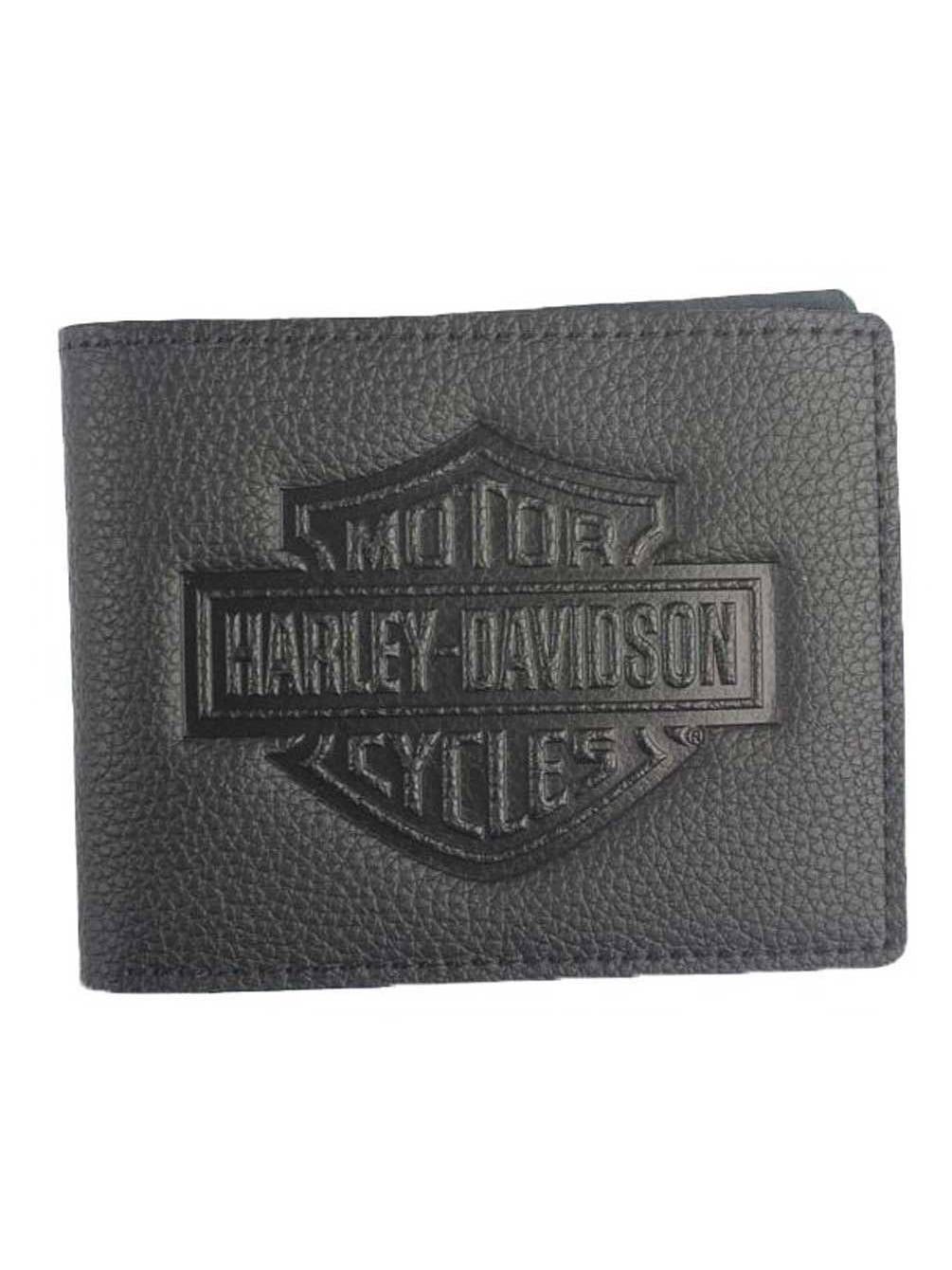 Harley-Davidson Men/'s Embossed B/&S Logo Leather Billfold Wallet XML3554-BLACK