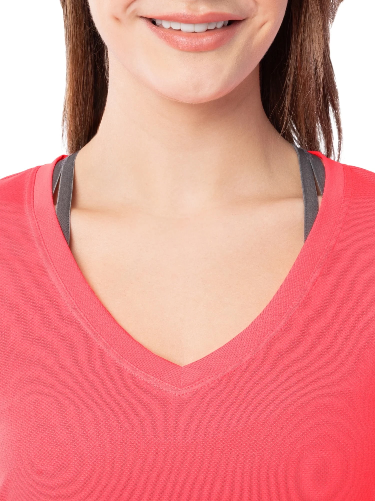 Athletic Works Women's Active Texture Knit V-Neck Tee, Sizes XS-XXXL