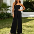 thumbnail image 6 of Costeam Womens Solid Color Sleeveless Jumpsuit Elastic Waist Loose Fit Wide Leg Full Length Soft Fabric Lightweight Breathable Casual One Piece Pants, 6 of 6