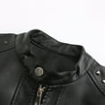 thumbnail image 5 of Qetyuw Crop Faux Leather Jacket for Women Long Sleeve Rivet Moto Jackets Full Zip Up Casual Coat Outwear, 5 of 9