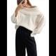 thumbnail image 2 of Suéter de Punto de Larga con Hombros Descubiertos para Mujer, Suéter Informal Holgado de Gran Tamaño, Tops de Punto Vintage A . L, 2 of 8