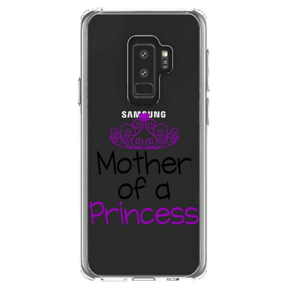 DistinctInk Clear Shockproof Hybrid Case for Samsung Galaxy S9  PLUS (6.2" Screen) - TPU Bumper Acrylic Back Tempered Glass Screen Protector - Mother of a Princess