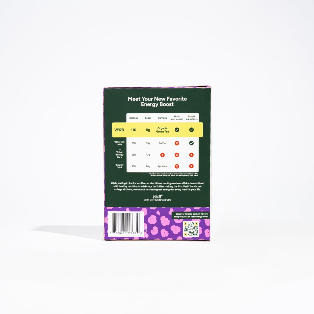 Verb Caffeinated Snack Bars, Chocolate Chip Cookie Dough 16ct box