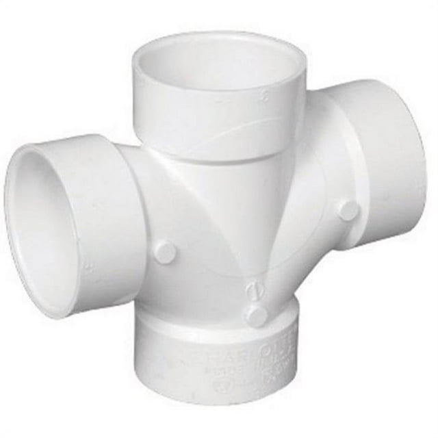 Charlotte Pipe & Foundry PVC004281000HA PVC Double Sanitary Tee, 3 x 3 x 3 x 3 in.