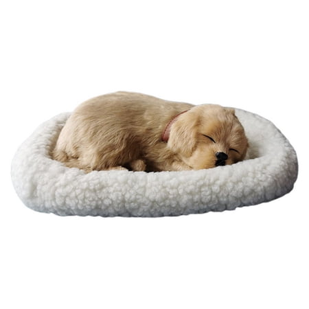 BAELLERT Breathing Sleeping Cat Toy with White Mat Battery Operated Simulated Artificial Fur Cat Ornament Photo Prop Kids Pet Lovers Birthday Gift