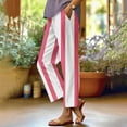 thumbnail image 2 of Striped Lounge Pants, Comdrip Women's Striped Print Fashion Casual Patchwork Pocket Cotton Line Pants Loose Trousers Cropped Pants Casual Pants Womens Beach Pants Watermelon Red S, 2 of 3