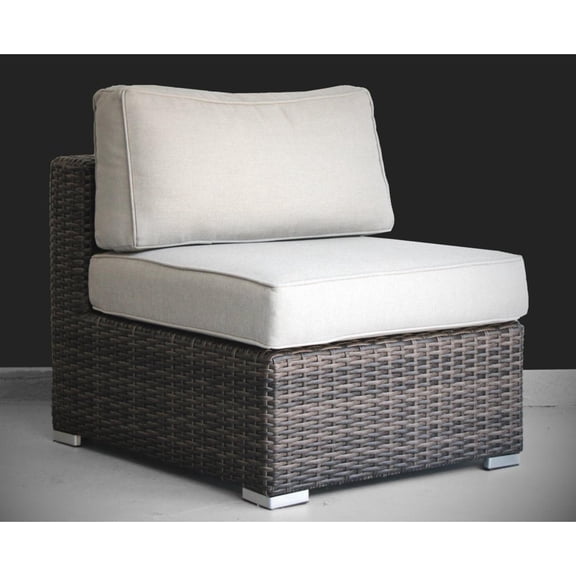 Outdoor Lounge Chairs 2-Piece Walnut Brown Armless Wicker Set with Cushions | Wicker | Solid Back