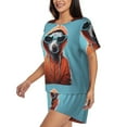 thumbnail image 2 of Picia Cool Dog In Hoodie Pajamas Sets for Women Soft Short-Sleeved Pjs with Lounge Shorts Two Piece Sleepwear-Medium, 2 of 9