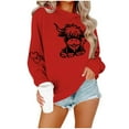 thumbnail image 5 of successthop Sweatshirts for Women Western Cow Crewneck Long Sleeve Sweater Pullover Tops Casual Print Stylish Outwear, 5 of 6