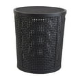 thumbnail image 2 of PPgejGEK Round Laundry Basket with Lid, Large Capacity Imitation Rattan Dirty Clothes Hamper, 42x38x33cm/16.53x14.96x12.99in, Plastic, Black/Gray/White, for Toys Storage, Ventilated, 2 of 9