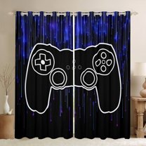 jejeloiu Gamepad Gamer Black Out Curtains,Modern Video Game Curtains Pack of 2 (42x63 Each),Blue Black Bedroom Curtains For Boys Kids,Luxury Bedroom Decor