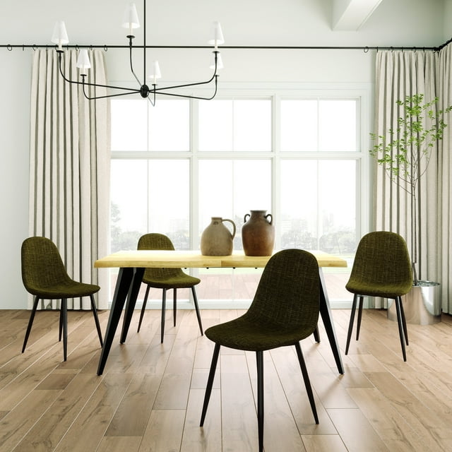 Homy Casa Modern Rectangular 5-Piece Dining Set for Dining Room, Faux Wood Table with 4 Upholstered Chairs