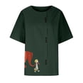 thumbnail image 4 of St Pattys Day Cotton Linen Blouses for Women,Women's Casual Button T Shirts Ruffle Sleeve Blouses Round Neck Loose Fit Tops SummerShirts for Women, 4 of 4