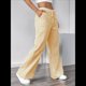 thumbnail image 5 of Pantalones de Salón A Rayas de Pierna para Mujer, Cintura Elástica y Bolsillos Amarillo XL, 5 of 7