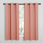 P5HAO Triple Weave Microfiber Home Thermal Insulated Solid Ring Top Blackout Curtains/Drapes for Bedroom(Coral, Set of 2, 42 x 63 Inch) Coral 42 in x 63 in (W x L)