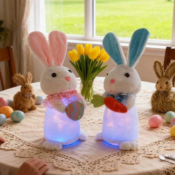 Msgweeeg Stuffed Animals Toys for Tots Gifts Valentines Gift for Her Gift for 8 Year Old Boy Christmas Easter Decorations Luminous Rabbits Doll Desktop Bunny Ornaments NewYear Gift