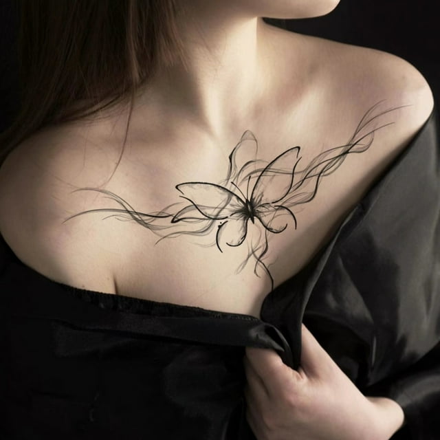 1 sheet Waterproof Chest Ink Flower Tattoo Sticker - Lasting Temporary Tattoo for a Beautiful and Long-Lasting Look