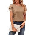 thumbnail image 1 of Bellella T-Shirt Femme Col Rond Été Manches Courtes Chandail Décontracté Tunique Ronde Blouse Femme Tee Kaki m, 1 of 5