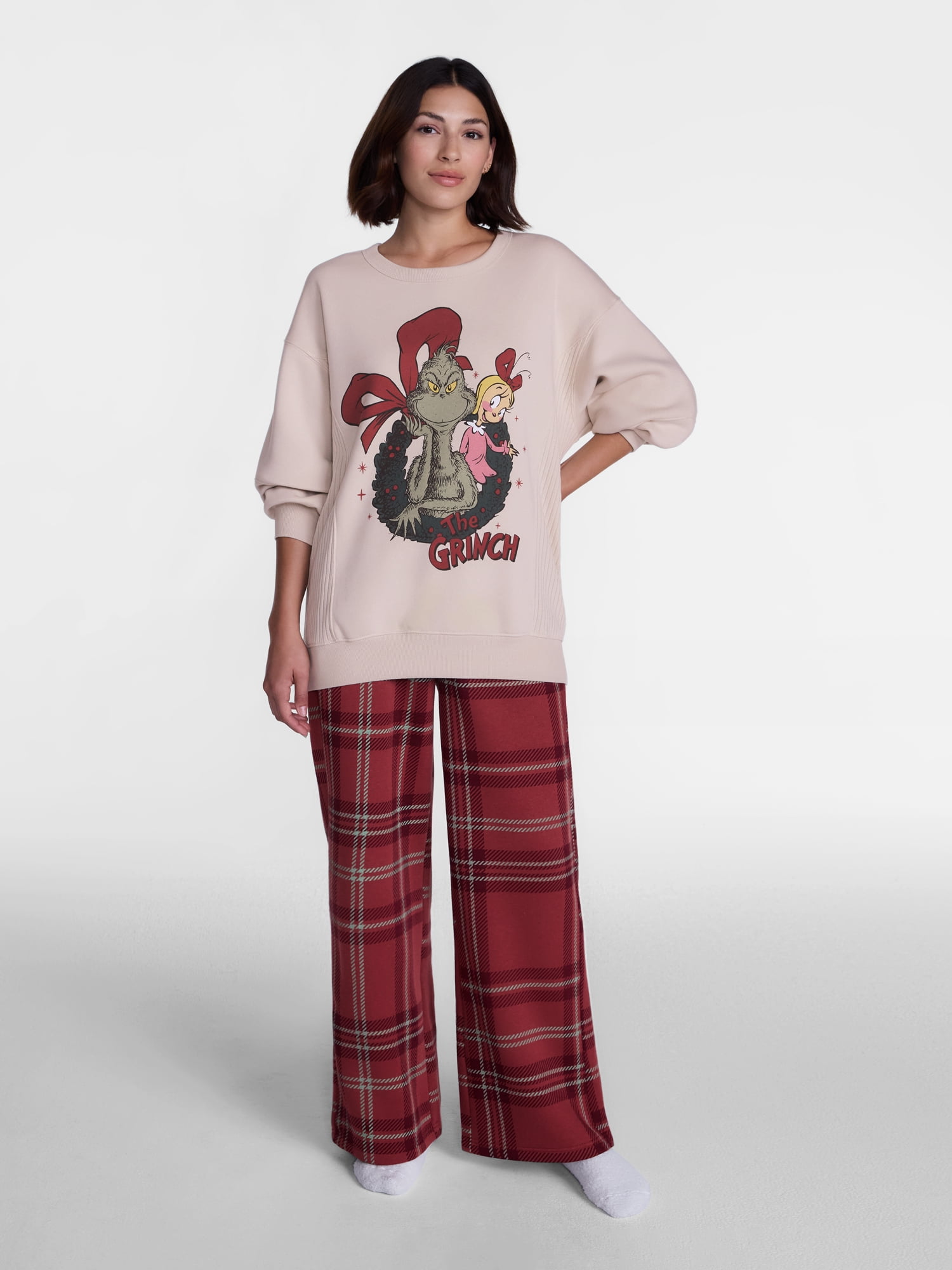 The Grinch Women's Graphic Sleep Top with Long Sleeves, Sizes XS-3XL