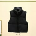 thumbnail image 6 of Winter Women Vest Coat Thickened Padded Zipper Closure Stand-up Collar Sleeveless Solid Color Windproof Heat Retention Outdoor Down Coat, 6 of 8