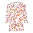 thumbnail image 5 of JTZGDY Floral Shirts for Women Dressy Casual Summer 3/4 Length Sleeve V Neck Graphic T-Shirts Trendy Oversized Comfy Tunic Blouse Fashion 2025 Clothes Multicolor#25 S, 5 of 5