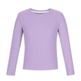 thumbnail image 6 of Girls Long Sleeve Shirts Solid Color Knit Slim Fit T Shirts Spring Layer Tops Tee, Purple, 7-8 Years, 6 of 6