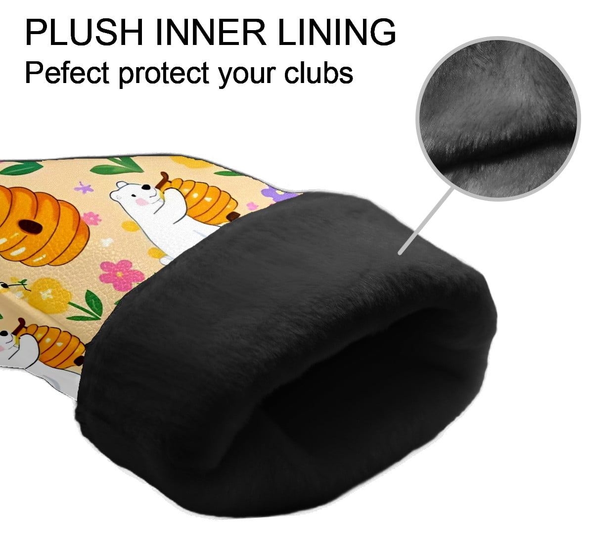 Golf Club Covers, Yellow PolarBearPumpkin Premium PU Leather Driver Hybrid Putter Head Covers with Velvet Lining, Waterproof Golf Gifts for Men Women