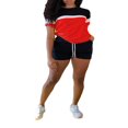 thumbnail image 1 of Short Sleeve Tops and Shorts Set in Contrast Color for Women‘s Workout, 1 of 9