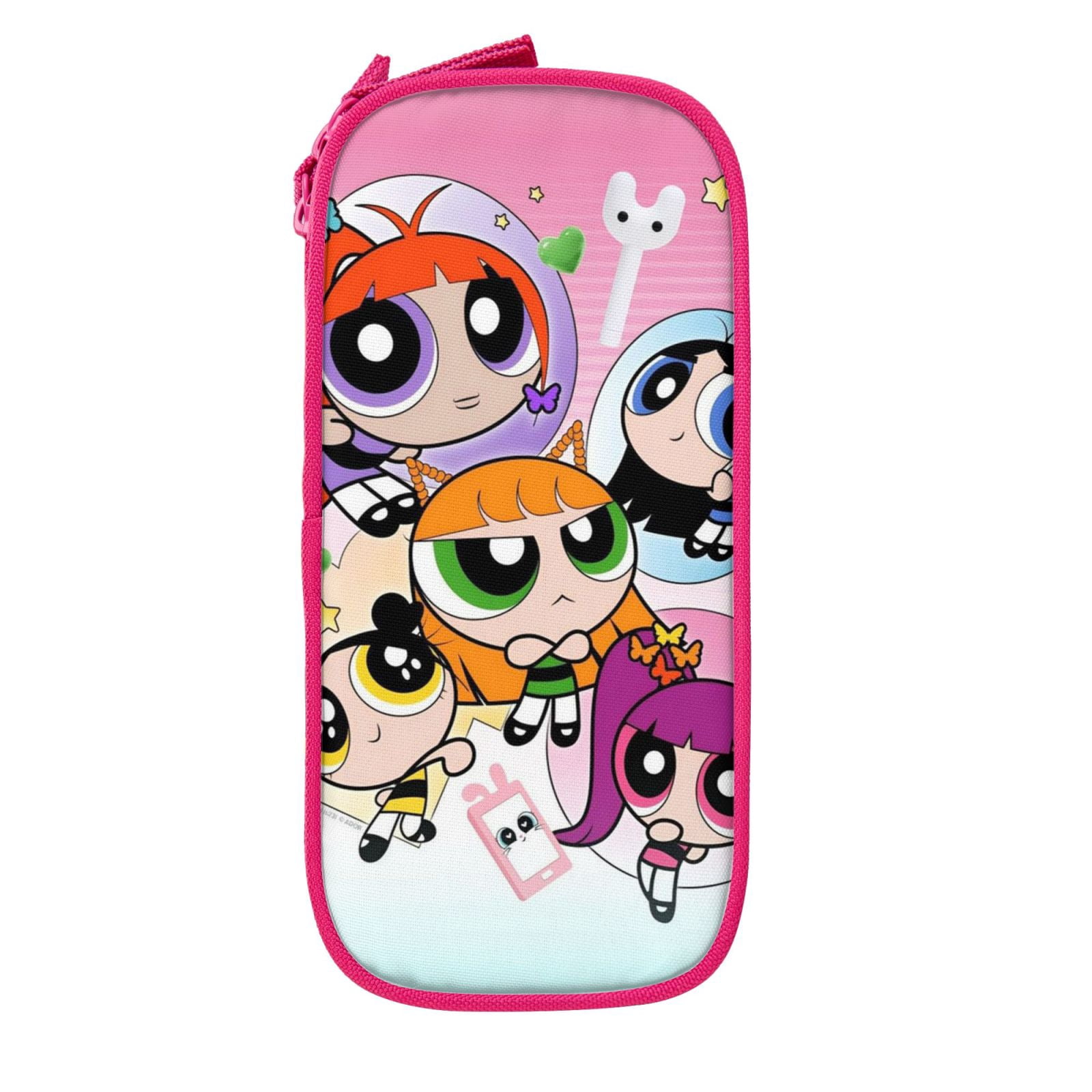 The Powerpuff Gi-rls Pencil Case Large Capacity Pencil Pouch Pen Bag Office Stationery Organizer Travel Makeup Bag Pink