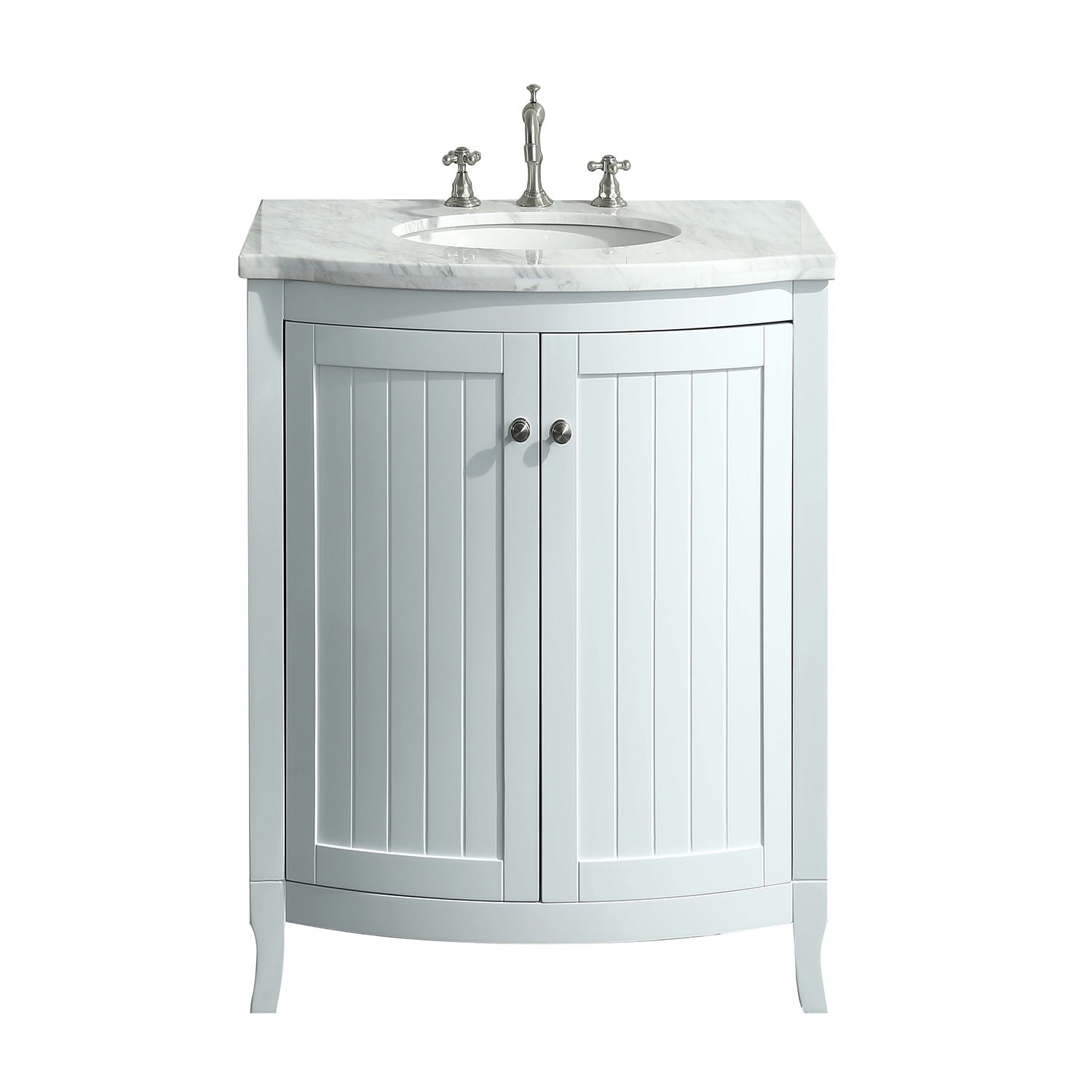 Eviva Odessa Zinx+ 24" White Bathroom Vanity with White Carrera Marble
Counter-top and Porcelain