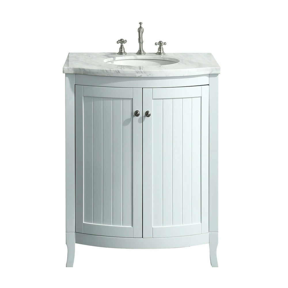 Eviva Odessa Zinx+ 24" White Bathroom Vanity with White Carrera Marble