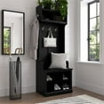 thumbnail image 2 of Bowery Hill 24" Engineered Wood Hall Tree & Shoe Bench w/ Shelves in Black Oak, 2 of 8