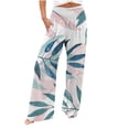 thumbnail image 2 of Brnmxoke Womens Casual Wide Leg Pants High Waisted Palazzo Pants Summer Loose Cotton Linen Drawstring Flowy Lounge Pants with Pockets, 2 of 5