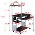 thumbnail image 2 of Costway Computer Desk w/ Printer Shelf Stand Rolling Laptop Home Office Study Table, 2 of 10