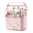 thumbnail image 1 of Organizador de Cuidado de la Piel,caja de almacenamiento con cubierta última intervensión de polvo, asa portátil, impermeable abierta deVitrinas cosméticas multifunción para (rosa), 1 of 7