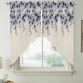 thumbnail image 2 of Vintage Navy Blue Roses Swag Curtains for Kitchen/Bedroom/Living Room, Spring Floral Elegant Pastoral Retro Art Scalloped Curtains 63 Inch Long, Window Swag Topper Curtains Valances 2 Panels 36"x63", 2 of 8
