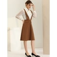 thumbnail image 2 of Vestido tipo peto para mujer con tirantes ajustables y falda con tirantes midi Marrón M, 2 of 6