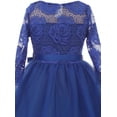 thumbnail image 4 of Little Girls Elegant Royal Floral Lace Illusion Top Satin Belt Flower Girl Dress Royal 4 (2J0K9S8), 4 of 4